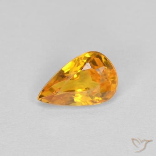 0.47ct Natural Laranja Profundo-Ouro Safira, Formato de pêra, VVS