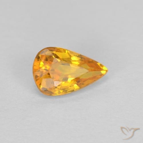 Safira Laranja Profundo-Ouro Natural 0.47ct, Formato de pêra, VVS
