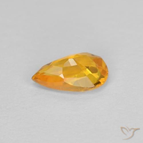 Safira Laranja Profundo-Ouro Natural 0.47ct, Formato de pêra, VVS