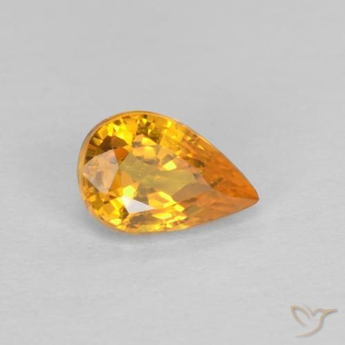 Safira Laranja escuro-dourado Natural 0.60ct, Formato de pêra, VVS
