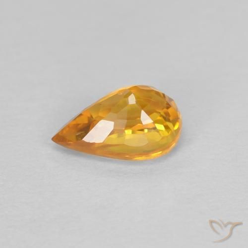 Safira Laranja escuro-dourado Natural 0.60ct, Formato de pêra, VVS