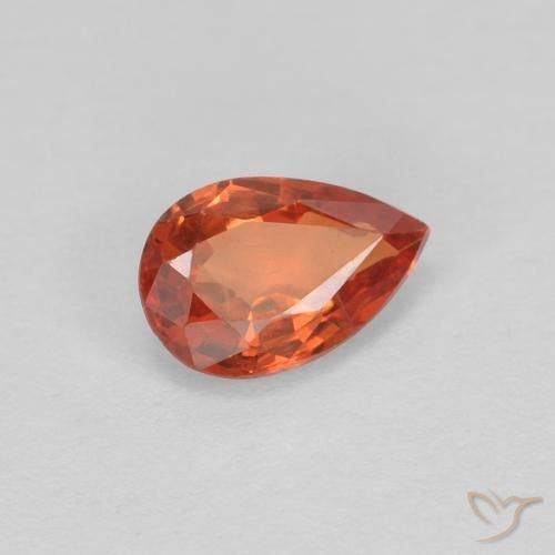 Safira laranja avermelhado Natural 0.50ct, Formato de pêra, VVS