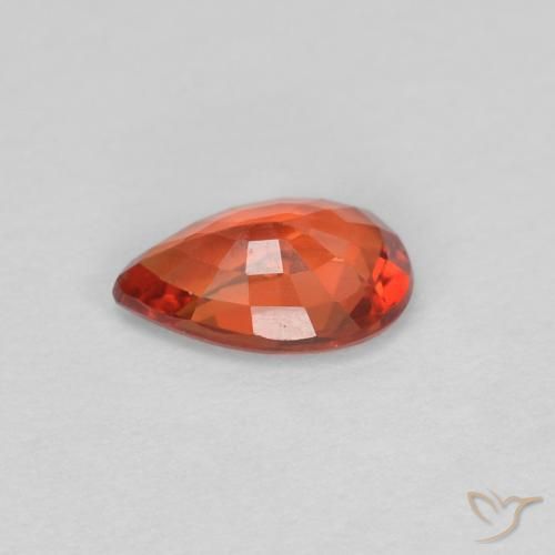Safira laranja avermelhado Natural 0.50ct, Formato de pêra, VVS