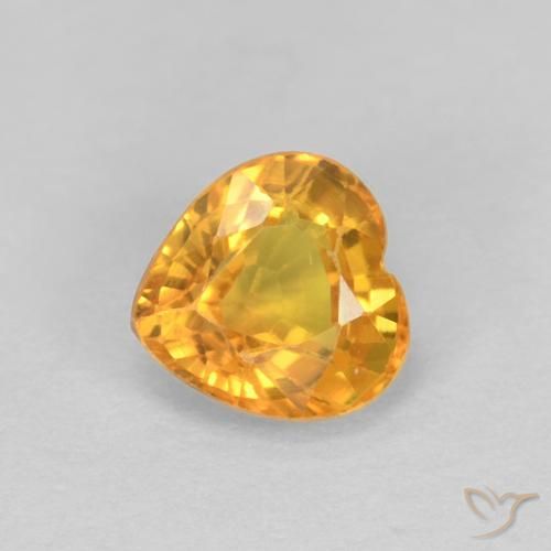 0.48ct Natural Laranja escuro-dourado Safira, Coração, VS