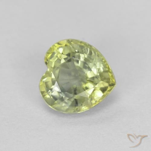 Safira Verde oliva Natural 0.48ct, Coração, VS