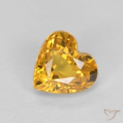 0.56ct Natural Laranja Dourada Safira, Coração, VVS