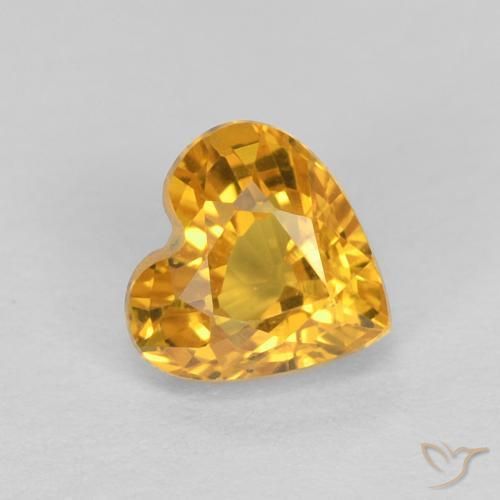 Safira Laranja Dourada Natural 0.56ct, Coração, VVS