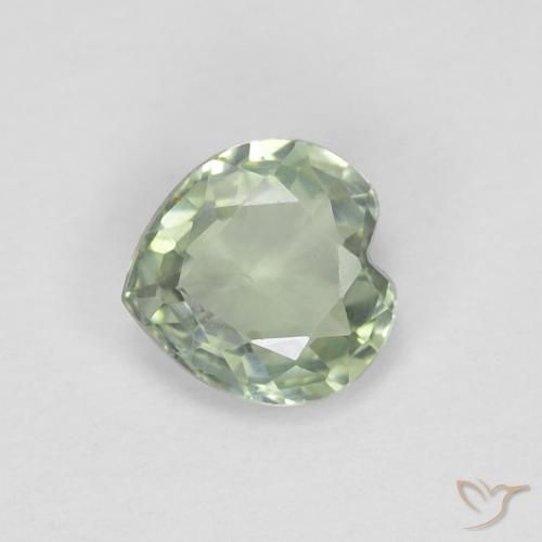 0.42ct Natural Luz verde Safira, Coração, VVS
