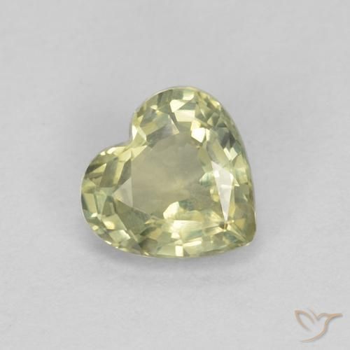 0.45ct Natural Verde amarelado Safira, Coração, VVS-VS