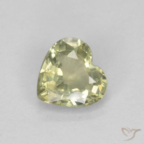 Safira Verde amarelado Natural 0.45ct, Coração, VVS-VS