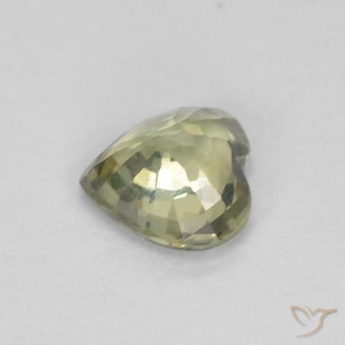 Safira Verde amarelado Natural 0.45ct, Coração, VVS-VS