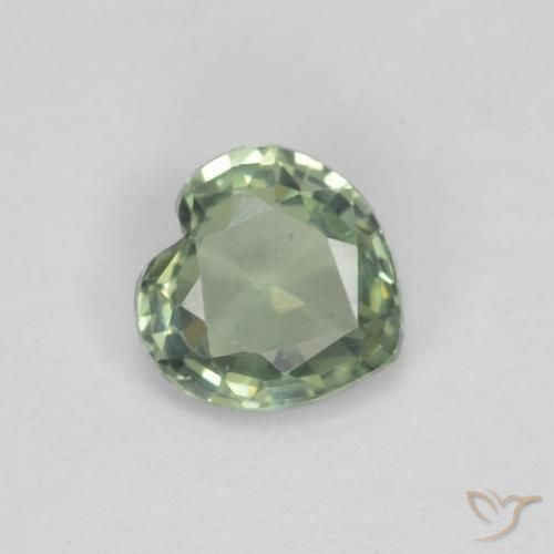 Safira verde quente Natural 0.38ct, Coração, VVS-VS