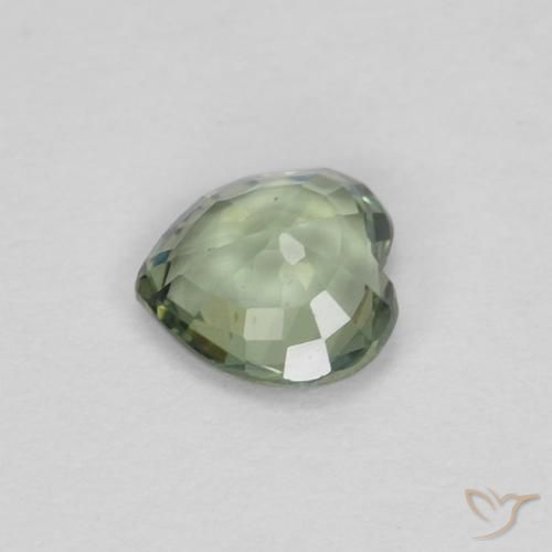 Safira verde quente Natural 0.38ct, Coração, VVS-VS
