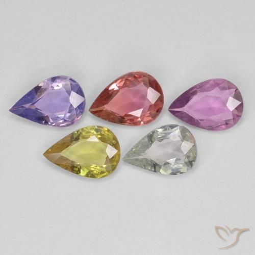 Pedras preciosas de Safira Multicolorido natural de 2.97 ct, Formato de pêra, VVS-VS