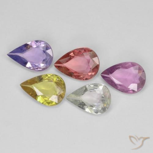 Pedras preciosas de Safira Multicolorido natural de 2.97 ct, Formato de pêra, VVS-VS