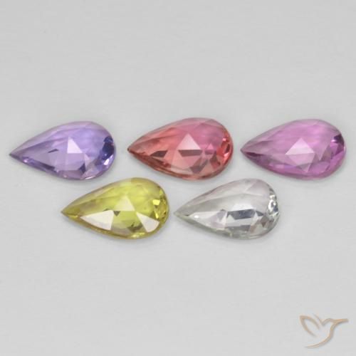 Pedras preciosas de Safira Multicolorido natural de 2.97 ct, Formato de pêra, VVS-VS