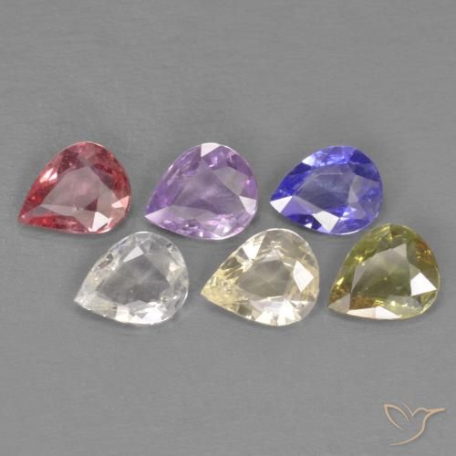 Pedras preciosas de Safira Multicolorido natural de 2.72 ct, Formato de pêra, VVS-VS