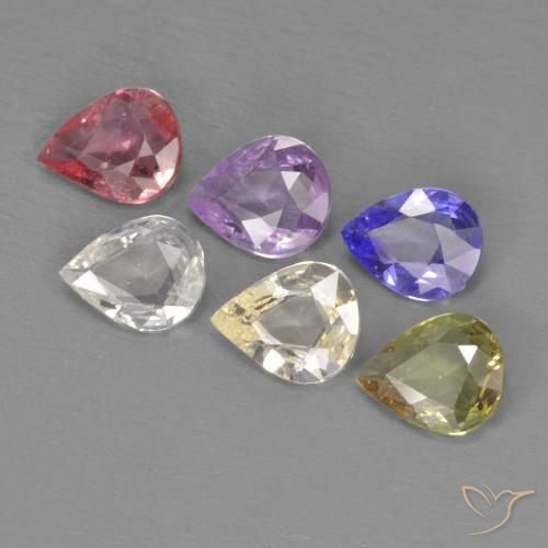 Pedras preciosas de Safira Multicolorido natural de 2.72 ct, Formato de pêra, VVS-VS