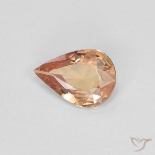 Safira Dourado Pêssego Claro Natural 0.51ct, Formato de pêra, VVS