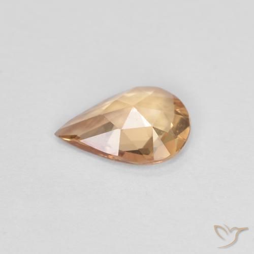 Safira Dourado Pêssego Claro Natural 0.51ct, Formato de pêra, VVS