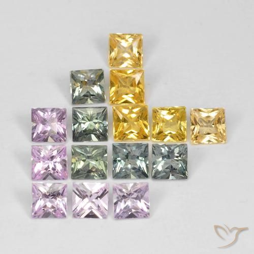 Pedras preciosas de Safira Multicolorido natural de 3.56 ct, Quadrado, VS