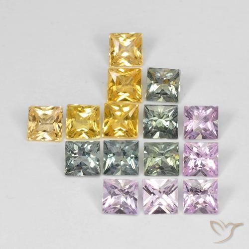 Pedras preciosas de Safira Multicolorido natural de 3.56 ct, Quadrado, VS
