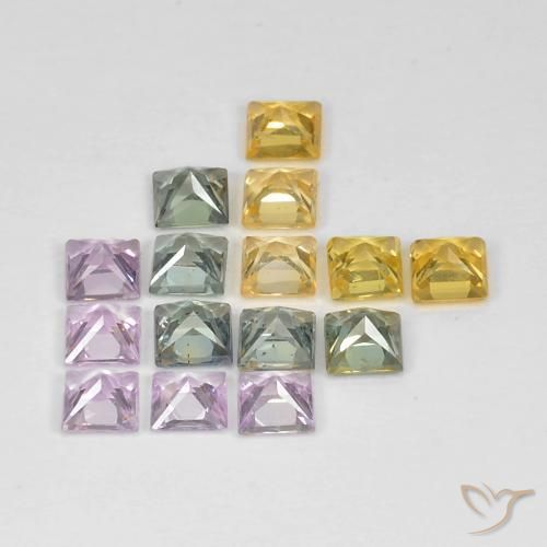 Pedras preciosas de Safira Multicolorido natural de 3.56 ct, Quadrado, VS