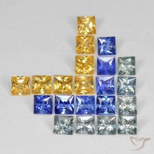 Pedras preciosas de Safira Multicolorido natural de 3.27 ct, Quadrado, VS