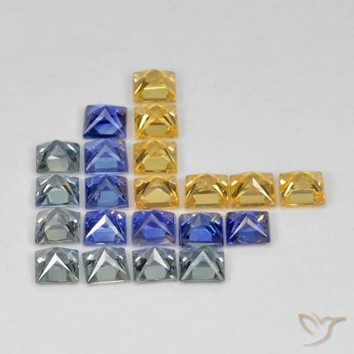 Pedras preciosas de Safira Multicolorido natural de 3.27 ct, Quadrado, VS