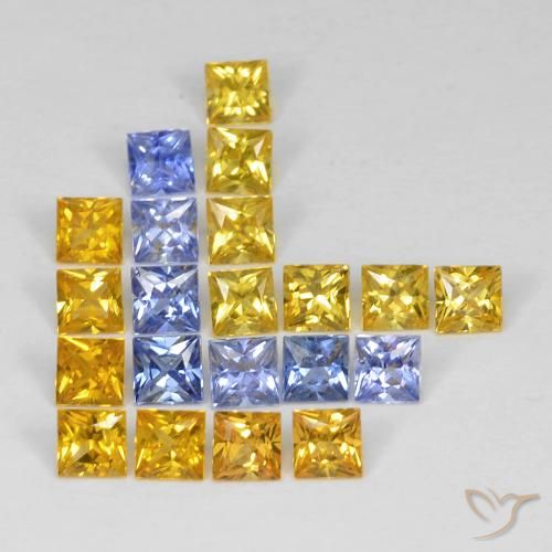 3.37ctw Natural Multicolorido Safira, Quadrado, VS