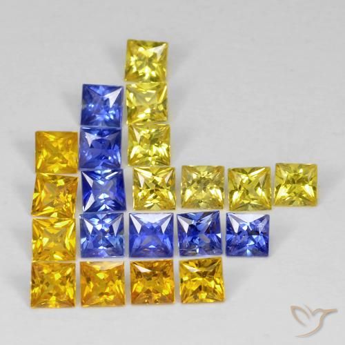 3.51ctw Natural Multicolorido Safira, Quadrado, VS