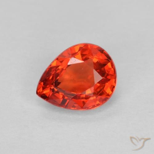 0.46ct Natural Vermelho Carmesim Brilhante Safira, Formato de pêra, VS