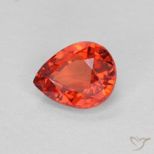 Safira Vermelho Carmesim Brilhante Natural 0.46ct, Formato de pêra, VS