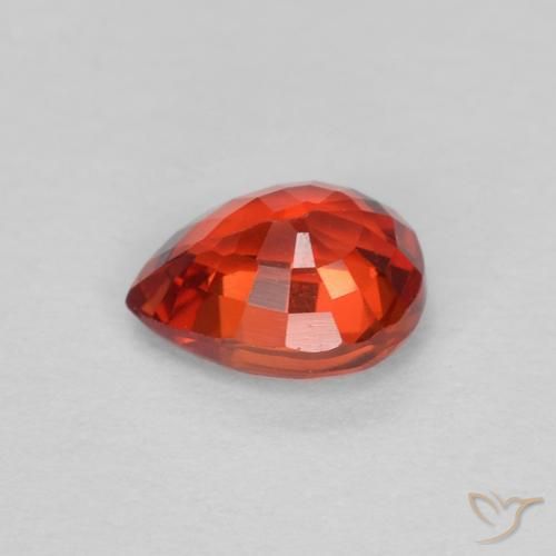 Safira Vermelho Carmesim Brilhante Natural 0.46ct, Formato de pêra, VS