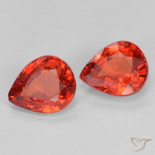 Pedras preciosas de Safira Vermelho brilhante natural de 0.88 ct, Formato de pêra, VS