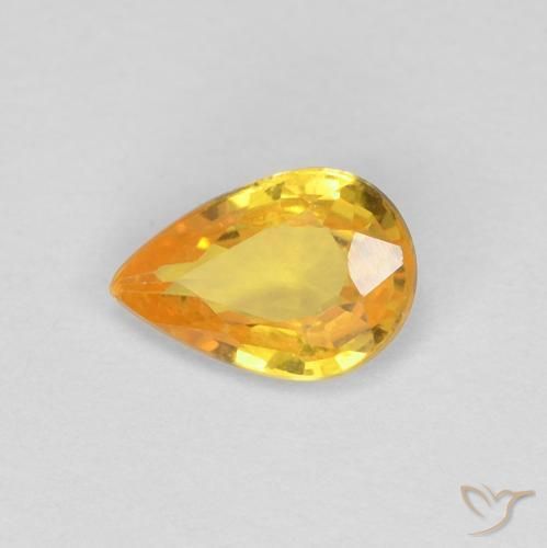 Safira Laranja-Ouro Natural 0.44ct, Formato de pêra, VS
