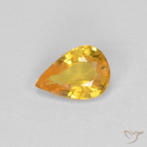 0.50ct Natural ouro médio Safira, Formato de pêra, VS
