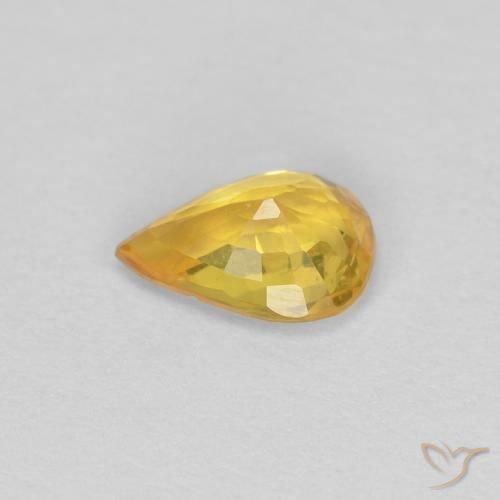 Safira ouro médio Natural 0.50ct, Formato de pêra, VS