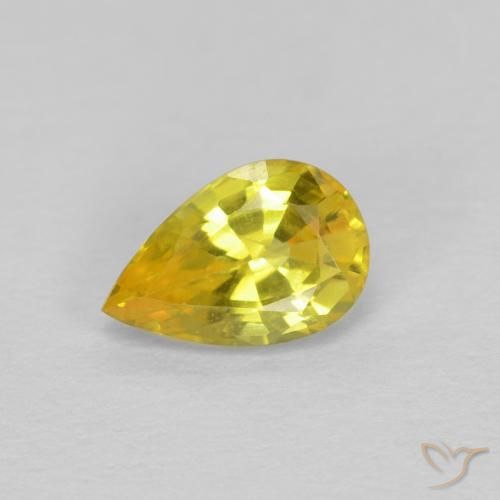 0.58ct Natural amarelo médio Safira, Formato de pêra, VS