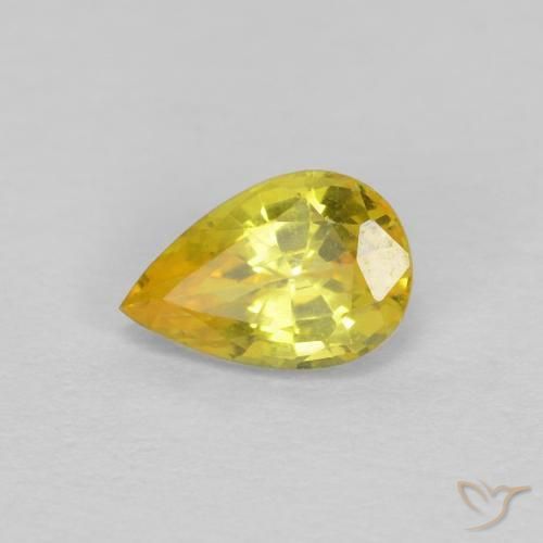 Safira amarelo médio Natural 0.58ct, Formato de pêra, VS