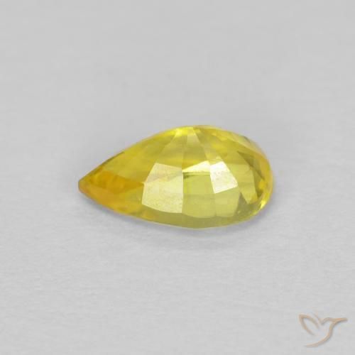 Safira amarelo médio Natural 0.58ct, Formato de pêra, VS
