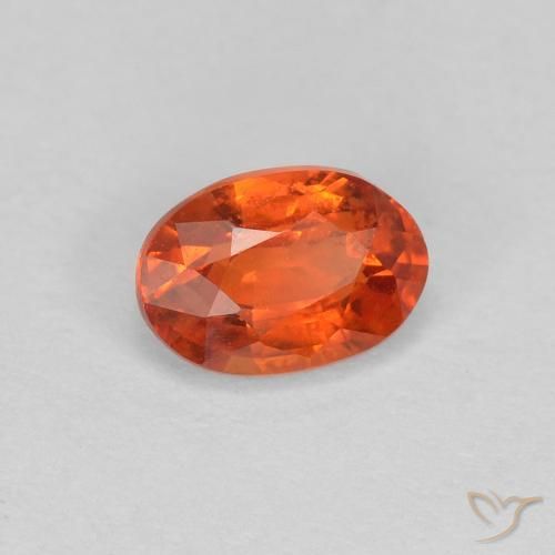 Safira laranja avermelhado Natural 0.68ct, oval, VS