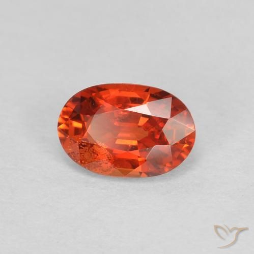 Safira laranja avermelhado Natural 0.60ct, oval, VS