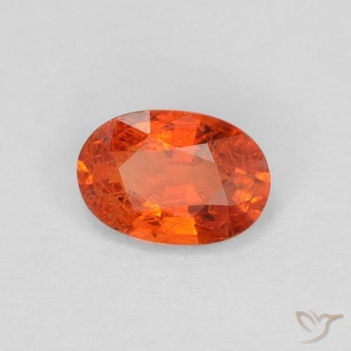 Safira laranja avermelhado Natural 0.55ct, oval, VS