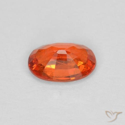 Safira laranja avermelhado Natural 0.55ct, oval, VS