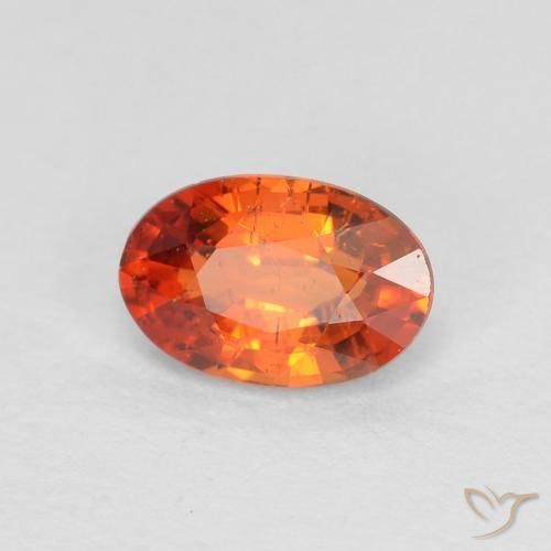 Safira laranja avermelhado Natural 0.65ct, oval, VS