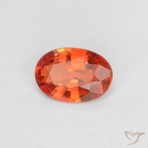 Safira laranja avermelhado Natural 0.46ct, oval, VS