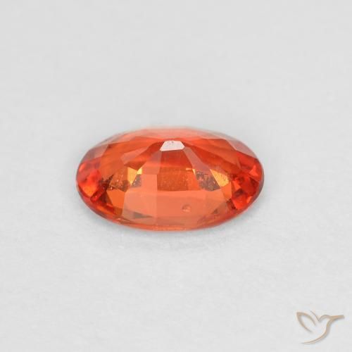 Safira laranja avermelhado Natural 0.46ct, oval, VS