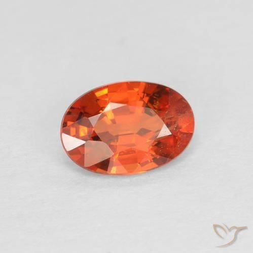 Safira laranja avermelhado Natural 0.49ct, oval, VS