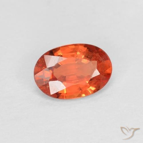 Safira laranja avermelhado Natural 0.49ct, oval, VS